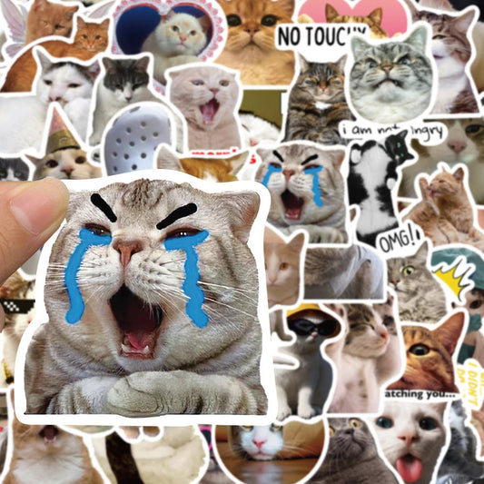 10/30/50pcs Kawaii Cat Meme Stickers Graffiti Notebook Luggage Laptop Phone Stationery Cute Cartoon Decals DIY Waterproof Toys ALPENZO