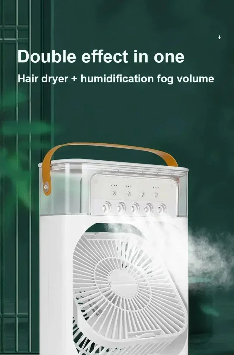 Portable Humidifier Fan Air Conditioners USB Electric Fan LED Night Light Water Mist Fun 3 In 1 Air Cooler Humidifie For Home - ALPENZO
