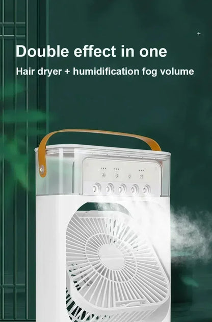 Portable Humidifier Fan Air Conditioners USB Electric Fan LED Night Light Water Mist Fun 3 In 1 Air Cooler Humidifie For Home - ALPENZO