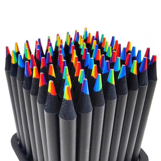10 Pcs Colored Black Wood Pencils, 7 in 1 Rainbow Drawing Pencil. for Sketching, Doodling, Coloring, Painting ALPENZO
