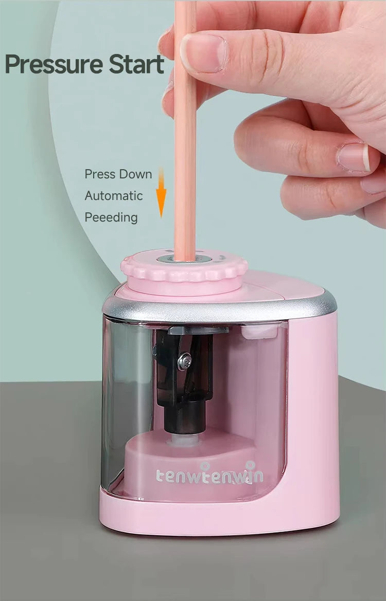 Tenwin Electric/Manual 2 in 1 Pencil Portable Sharpener Safe Student Helical Steel Blade Kids Adults Auto Pencil Sharpener 8005 ALPENZO