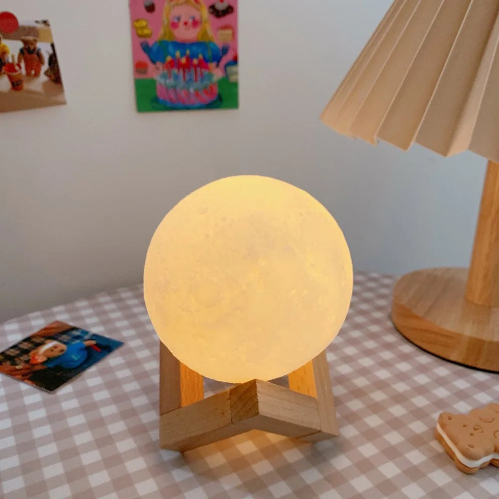 8 cm DIY Planet Lamp Moon Galaxy Night Light Art Painting Graffiti Birthday Gift Bedroom Living Room Decoration (With Stand) - ALPENZO