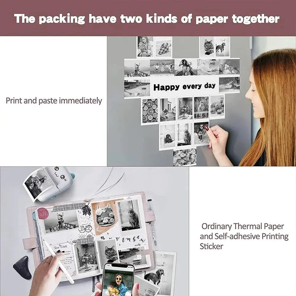 Thermal Paper MINI Printing Self-adhesive Label Sticker For Mini Printers Pose Machine Kid Camera Stickers 57mm Width Rolls - ALPENZO