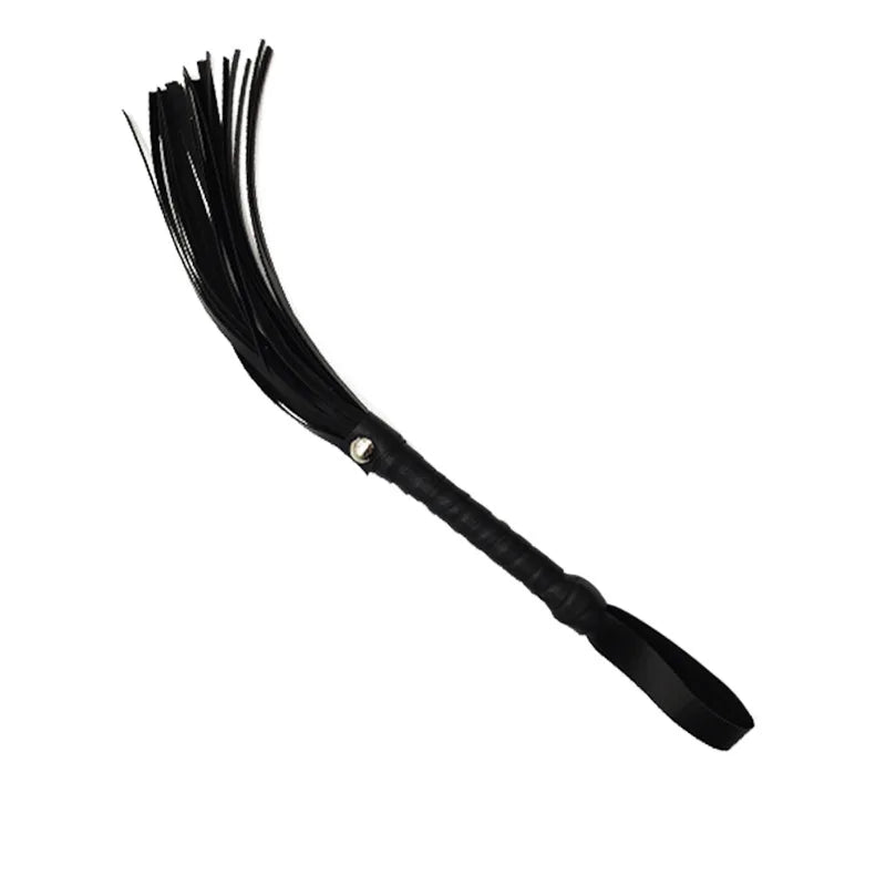 High Quality Pu Leather Pimp Whip Racing Riding Crop Party Flogger Hand Cuffs Queen Black Horse Riding Whip