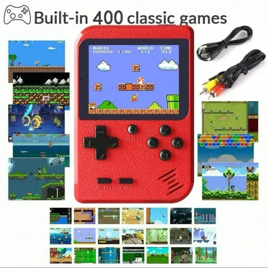 A Red Retro Classic Games Children's Handheld Small Game Console With 400 Game Charging Can Be Connected To The TV ALPENZO