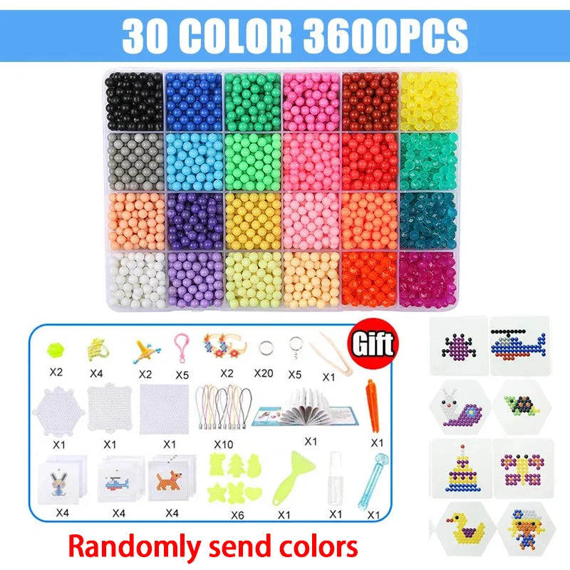 Handmade Magic Water Fuse Beads Creative Beads DIY Art Crafts Toys Magic Water Sticky Beads Sensory Toys Set with Accessories ALPENZO