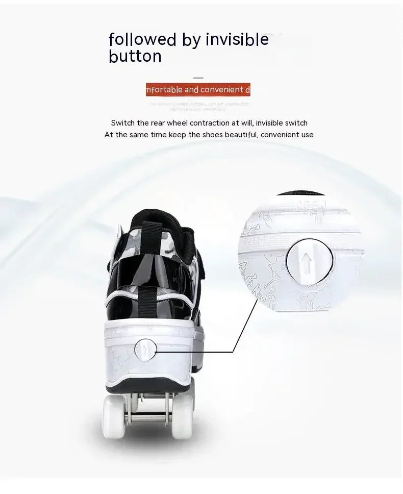 NEW children's sports roller skates deformation shoes 4 four-wheeled roller skates adult runaway shoes student deformation wheel