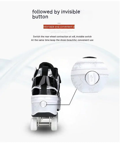 NEW children's sports roller skates deformation shoes 4 four-wheeled roller skates adult runaway shoes student deformation wheel