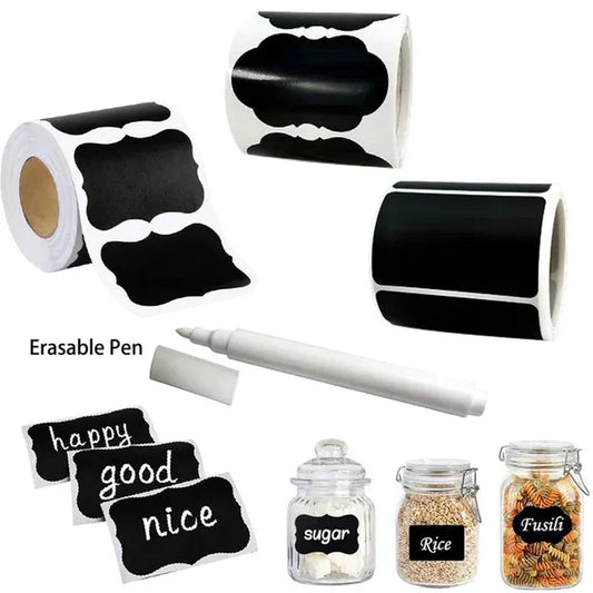 120Pcs/Roll 3 Styles Removable Blackboard Stickers With Erasable PenWaterproof Chalkboard Labels 1.4*2.2in for Home & Kitchen ALPENZO