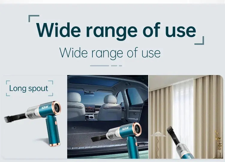 SZUK Mini Car Vacuum Cleaner Wireless Powerful Portable Cleaning Machine Handheld for Car Blow 2 In 1 Home Appliances - ALPENZO