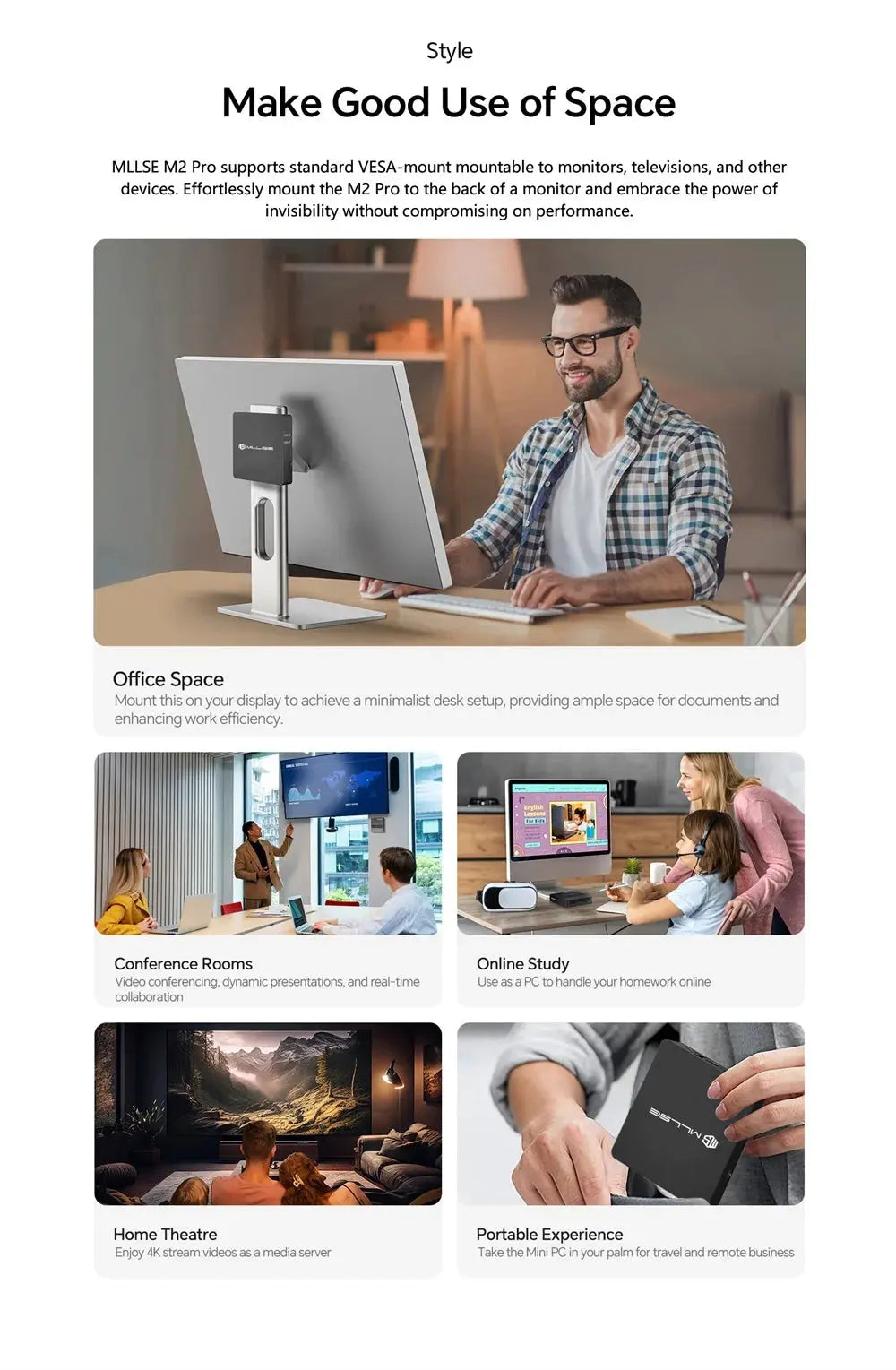MLLSE Mini PC M2 Air Intel Gemini Lake N4000 Windows 11 6GB RAM 128GB ROM Dual-Band WiFi Bluetooth USB Mini Computer - ALPENZO