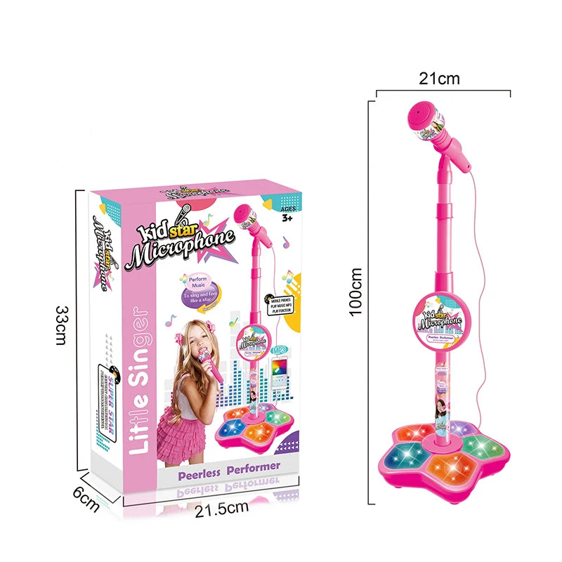Kids Microphone with Stand Karaoke Song Music Instrument Toys Brain-Training Educational Toy Birthday Gift for Girl Boy ALPENZO