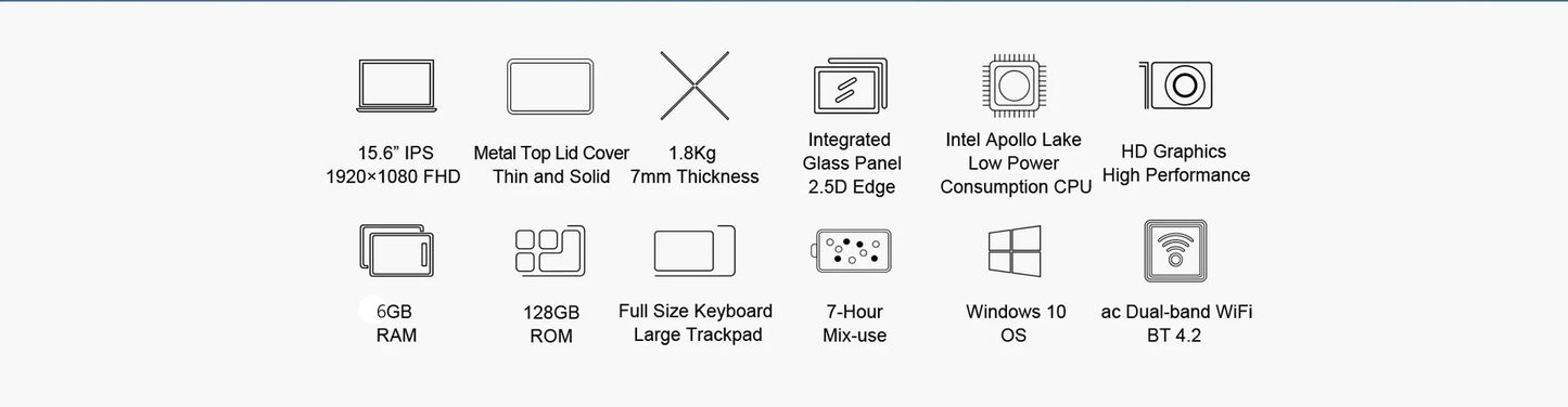 Teclast F15S laptop, 15,6 inch, 6GB/8GB RAM, 128GB ROM, Celeron J3455/N4020/N3350, Windows 10 OS, 1920x1080 IPS, UHD 500 GPU, Du - ALPENZO