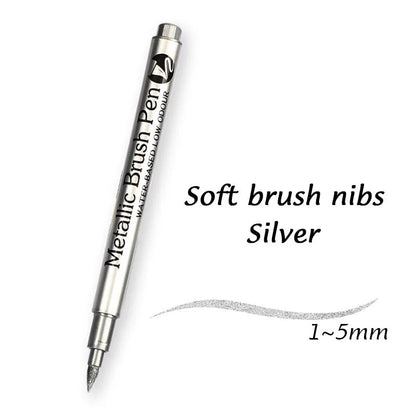 1/2Pcs Brush Metallic Marker Pens Gold Silver Permanent Art Markers Crafts Scrapbooking Painting Stationery School Supplies ALPENZO