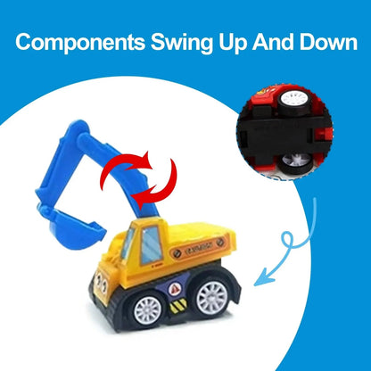 1 Bag 6 PCS Mini Inertial Pull Back Engineering Car Plastic Friction Vehicle Truck Model Toy For Children Boy Girl Birthday Gift ALPENZO