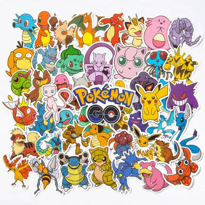 50/100Pcs Kawaii Pikachu Pokemon Stickers Motorcycle Phone Car Skateboard Laptop Decal Sticker Waterproof Classic Kid Toy ALPENZO