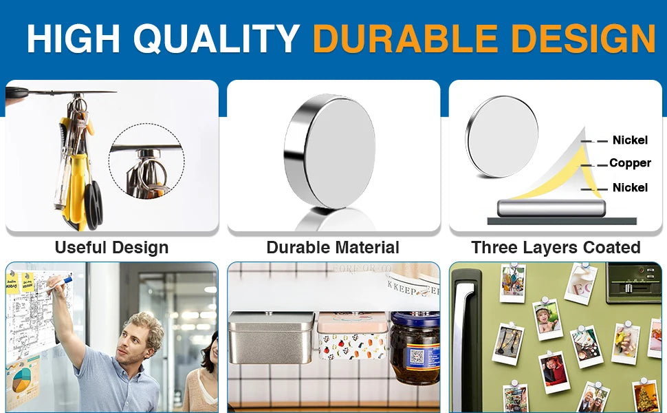Super Strong Neodymium Disc Magnets Powerful Rare Earth Magnets for Fridge, DIY, Building, Scientific, Craft, and Office Magnets - ALPENZO
