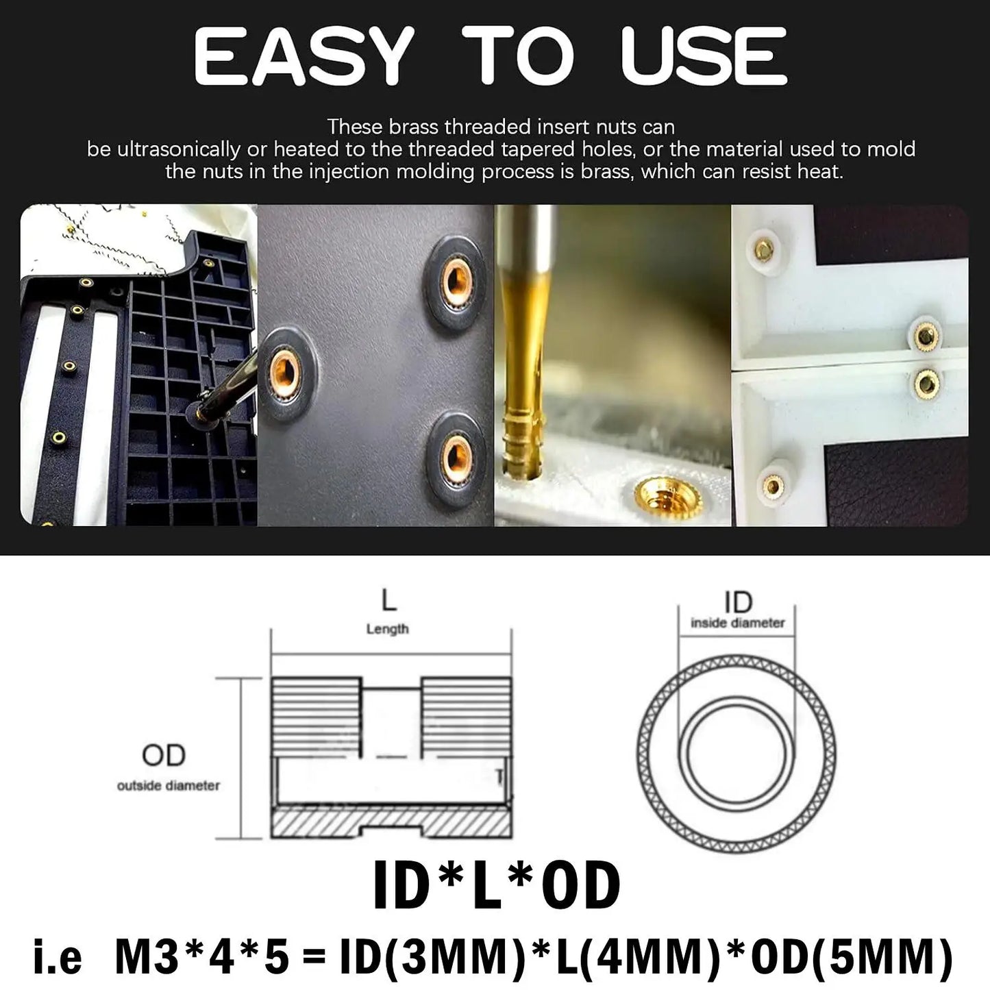 M2 M2.5 M3 M4 M5 M6 Brass Heat Insert Nut Hot Melt Nutinsert Thread Knurled Double Twill Embedment Nuts 3D Printer Accessories - ALPENZO