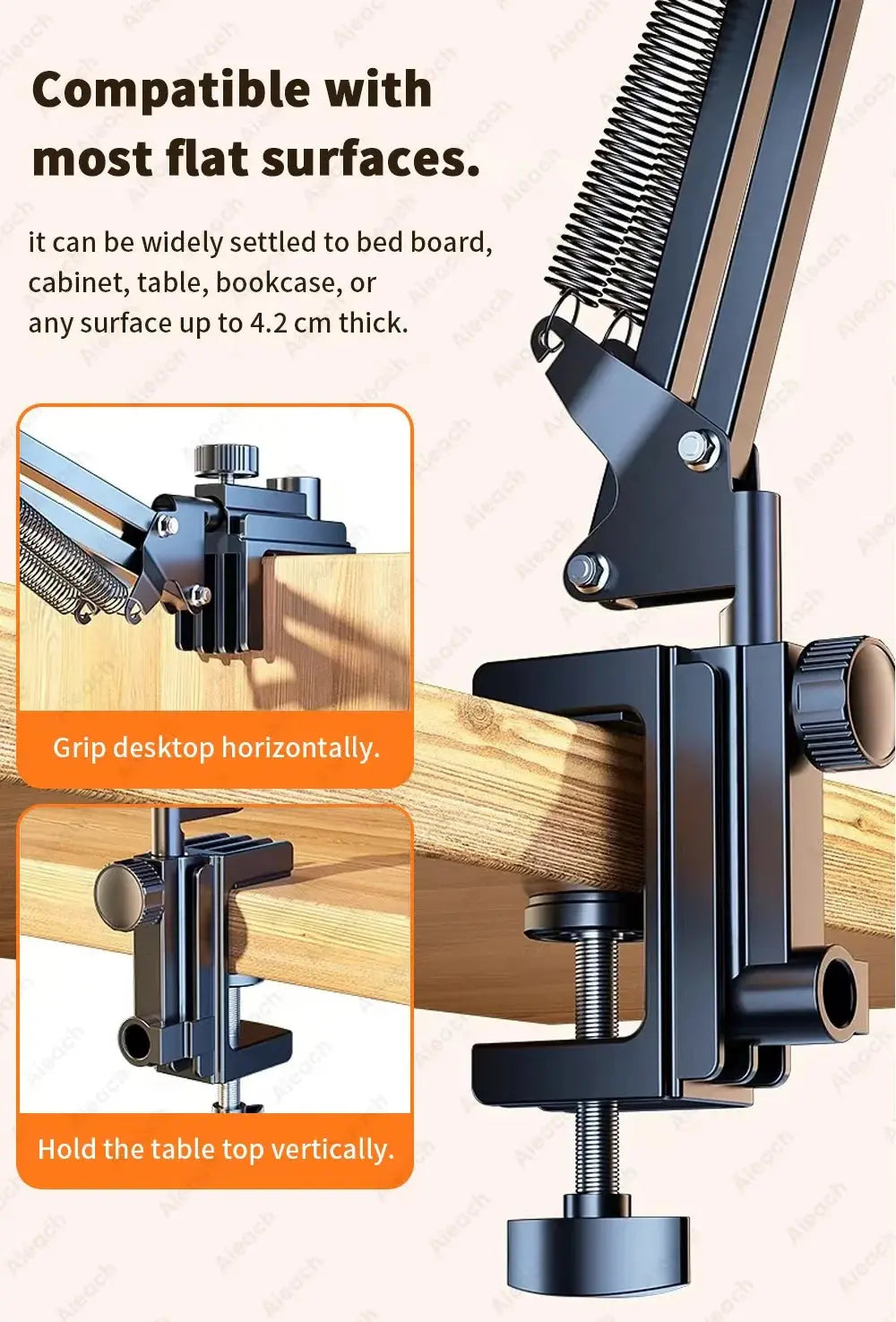 Tablet Holder for Bed with Long Metal Arm iPad Stand Tablet Bracket 360° Rotating Bed Phone Mount for 4.5~12.9 inch Phone Tablet - ALPENZO