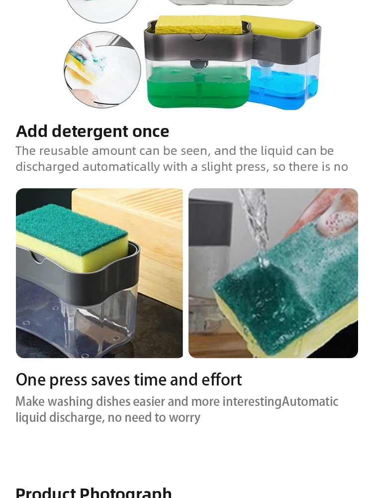 Kitchen Detergent Press Portable Soap Dispenser Pak Clean Cloth Dishwashing Pot Soap Dispenser Cleaning Tool - ALPENZO