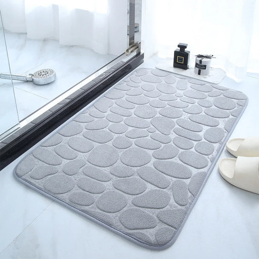 Mat Non Slip Carpets Cobblestone Embossed Bathroom Bath In Wash Basin Bathtub Side Floor Rug Shower Room Doormat Memory Foam - ALPENZO