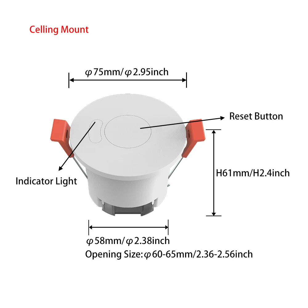 ZigBee 24G MmWave Radar Human Body Presence Motion Sensor For Light Switch Luminosity Detection 110/220V Tuya Smart Life Home - ALPENZO