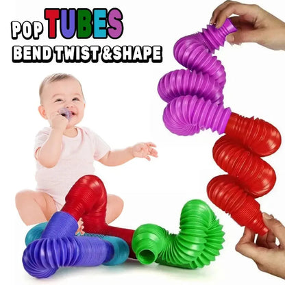 8PCS Colorful Telescopic Tube Pop Tube Stretching Tube Corrugated Tube Children Adult Stress Relief Toy Educational Folding Toys ALPENZO