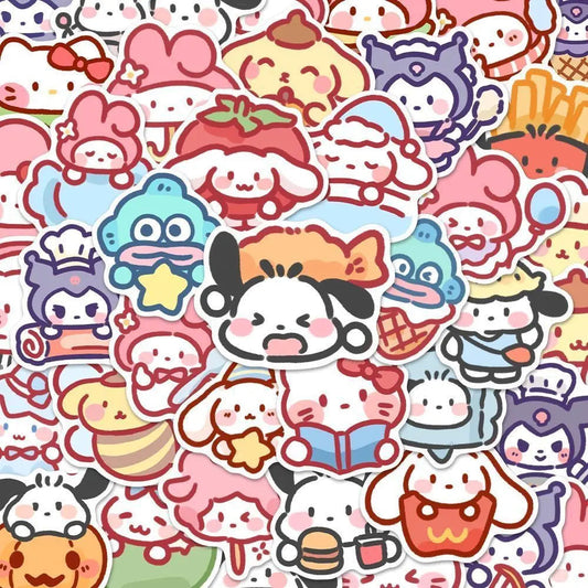 100pcs Cute Cartoon Sanrio Stickers My Melody Kuromi Handbag Decoration Stickers Cinnamoroll Children's Gift Sticker Pack Toy ALPENZO