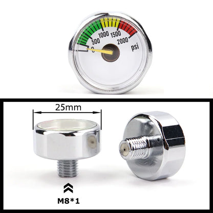 Air Mini Micro Pressure Gauge Manometre Manometer | Thread 1/8BSP(G1/8) 1/8NPT M10 M8 | 30PSI 300PSI 5000PSI 6000PSI 350BAR