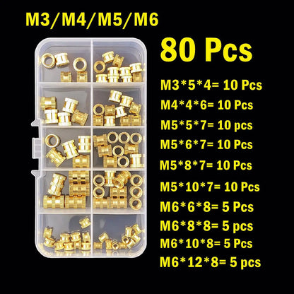 M2 M2.5 M3 M4 M5 M6 Brass Heat Insert Nut Hot Melt Nutinsert Thread Knurled Double Twill Embedment Nuts 3D Printer Accessories - ALPENZO