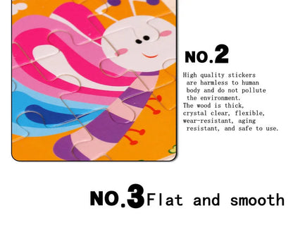 Hot Sale 11X11CM Kids Wooden Puzzle Baby Cartoon Animal Traffic Tangram Wood Puzzle Educational Jigsaw Toys For Children Gifts ALPENZO