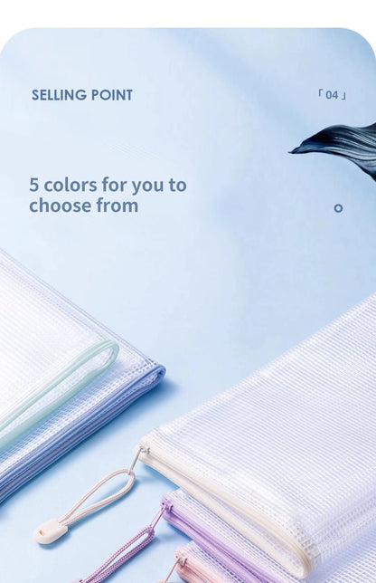 Zipper Mesh Bags A4/A5 Plastic Zipper Bags For Organizing Zipper Mesh Bags Waterproof Clear Travel Bags Office Supplies Document ALPENZO