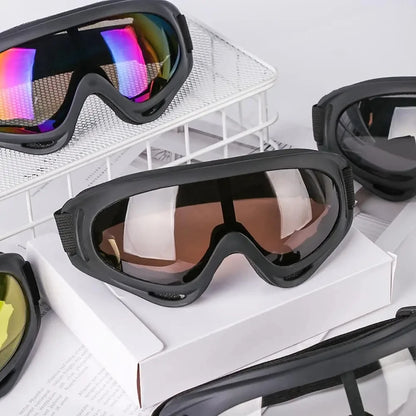 DIZETION 1Pc Winter Windproof Skiing Glasses Goggles Outdoor Sports Eyewear Glasses Ski Dustproof Cycling Lens Frame Sunglasses