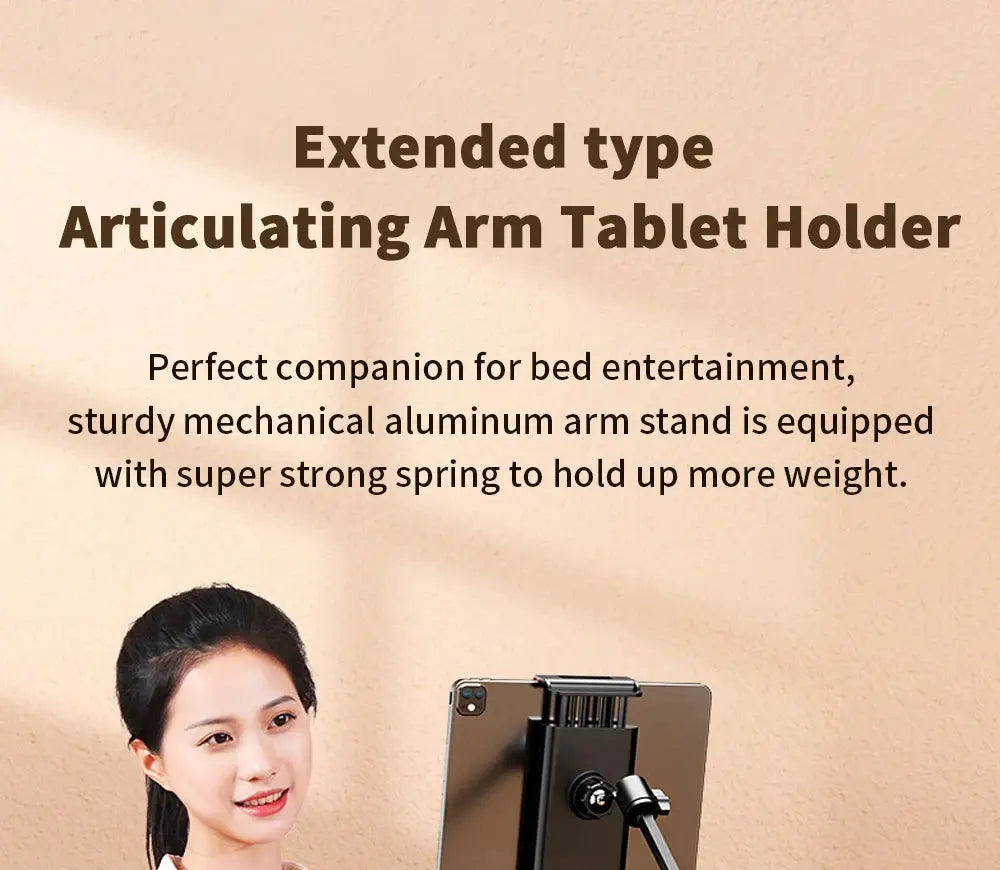 Tablet Holder for Bed with 90cm Metal Arm 360° Rotating Bed Tablet Mount Stand For iPad Stand 4.5~11 Inch Phone Tablet Bracket - ALPENZO