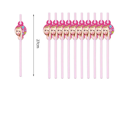 Barbie Birthday Party Supplies Pink Girl Disposable Tableware Banner Cupcake Topper Background Princess Balloons Gift Bag ALPENZO