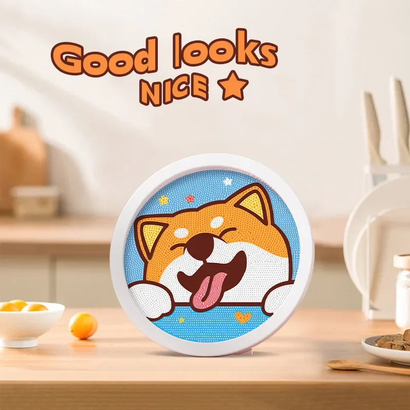 Round frame unicorn diamond painting kitten children's handmade dinosaur creative diamond stickers tiger diy point diamond paint ALPENZO