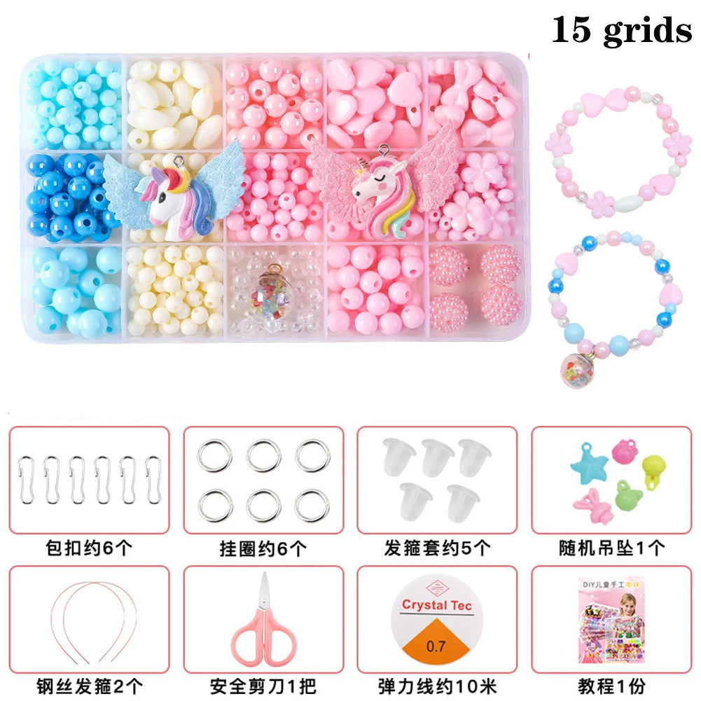 500pcs DIY Handmade Beaded Children's Toy Creative Loose Spacer Beads Crafts Making Bracelet Necklace Jewelry Kit Girl Toy Gift ALPENZO
