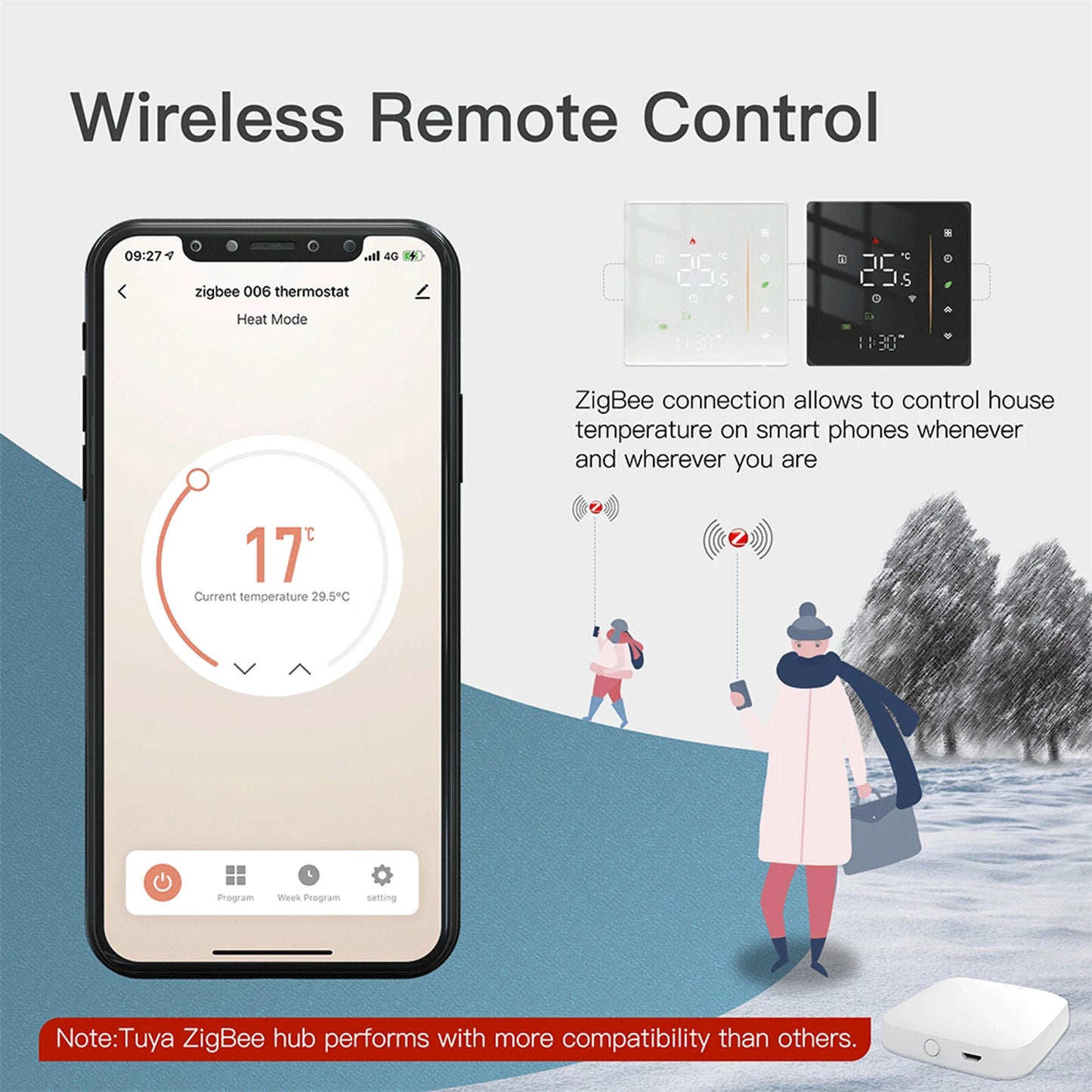 Moes Zigbee Thermostat Room Temperature Controller of Water/Electric Floor Heating Gas Boiler Humidity Tuya Work with Alex 5A16A - ALPENZO