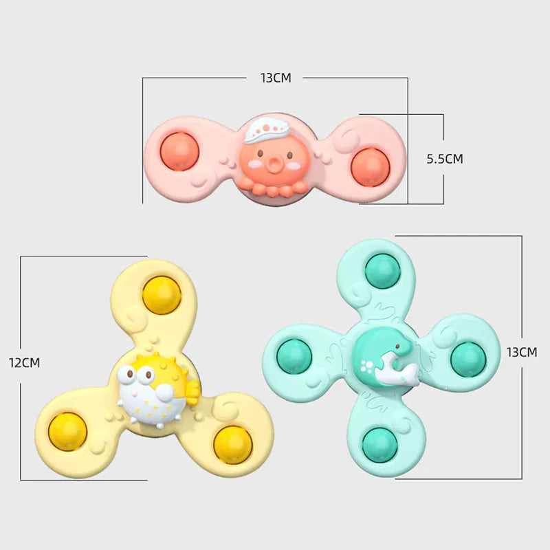 Montessoris Baby Spin Top Bath Toys For Boy Children Bathing Sucker Spinner Suction Cup Toy For Kids 2To4 Years Rattles Teether ALPENZO