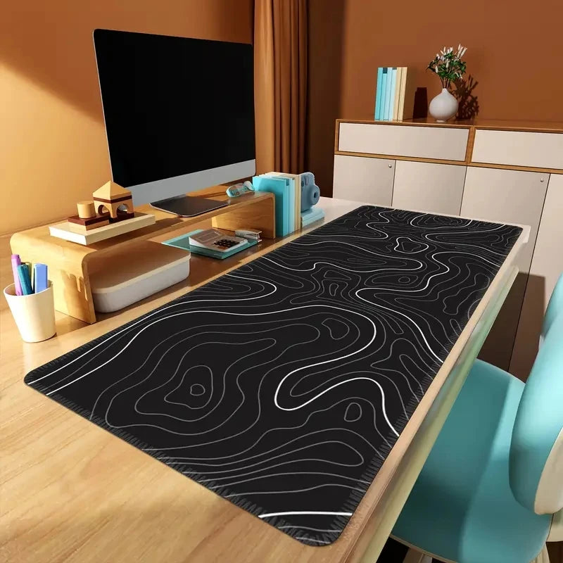 Large Extended Gaming Mouse Pad with Non-Slip Rubber Base,Topographic Design,for Full Desk Keyboard and Mouse Support ALPENZO