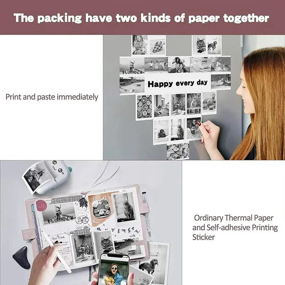 Thermal Paper MINI Printing Self-adhesive Label Sticker For Mini Printers Pose Machine Kid Camera Stickers 57mm Width Rolls - ALPENZO