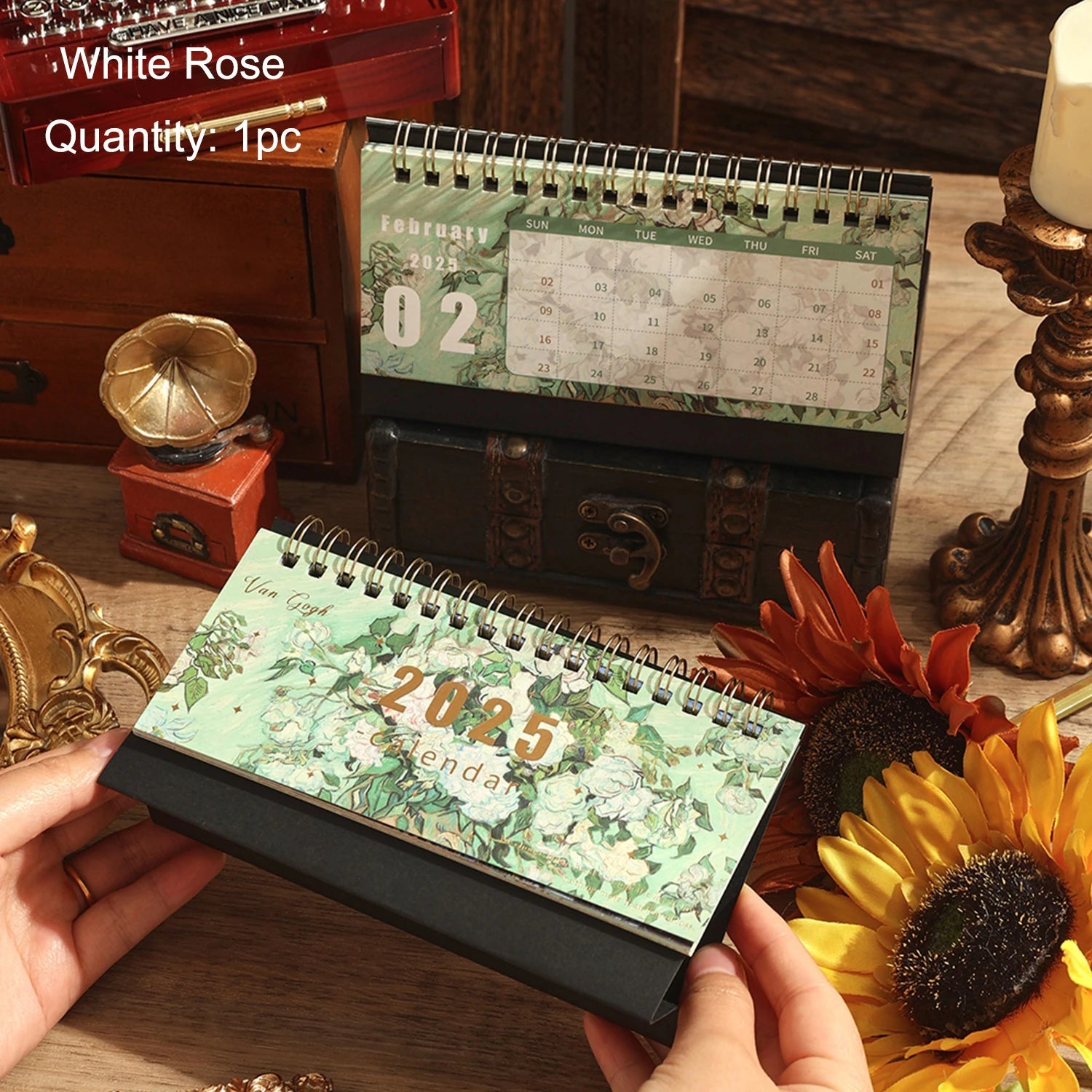 1 pc 2025 Vintage Painting Coil Desk Calendar With Memo Notes Tabletop Flip Schedule Monthly Calendar For Home Office School ALPENZO