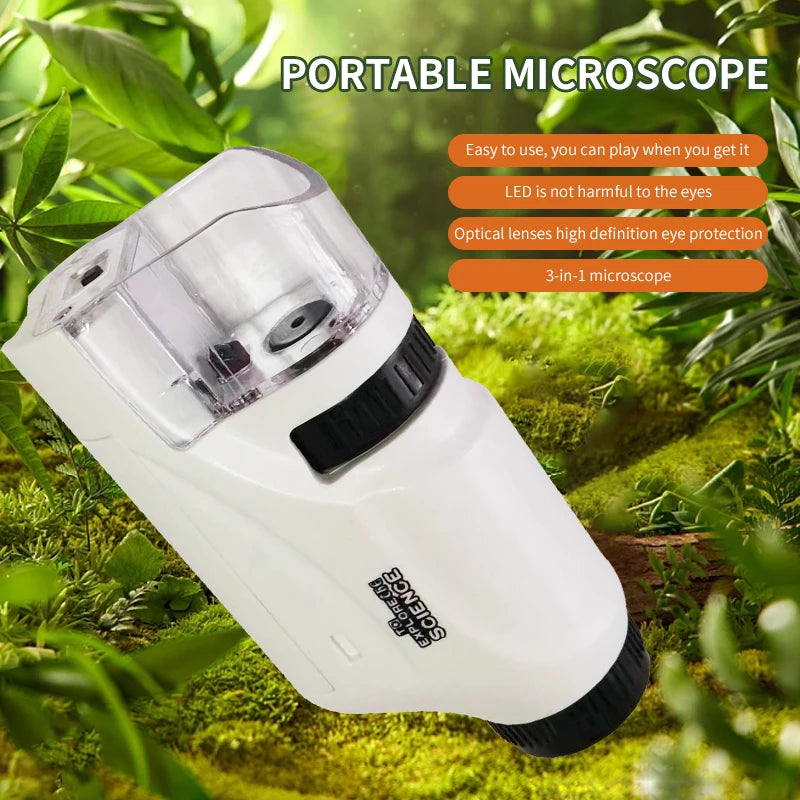 Handheld Microscope Kit Lab LED Light 60X 120X Home School Biologi Cal Science Educational Toys For Children Brinquedo STEM Gift ALPENZO