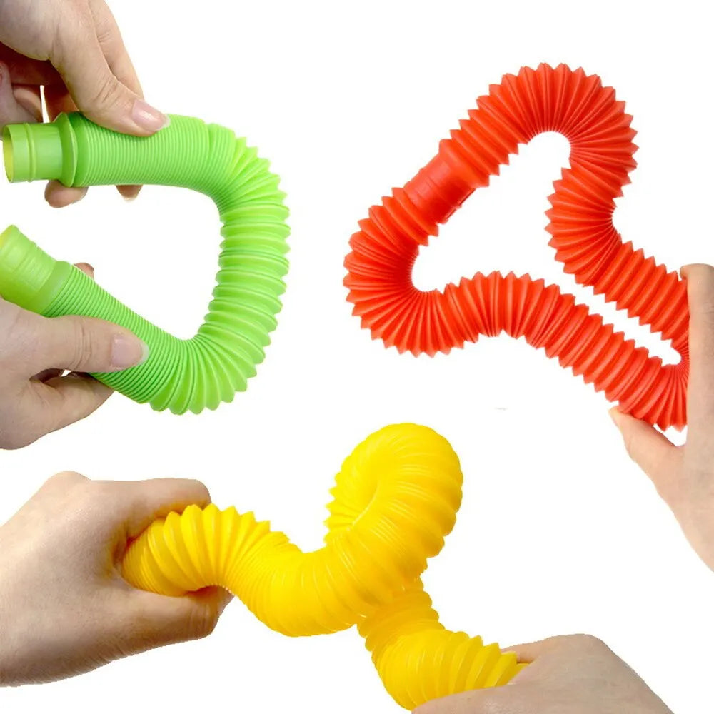 8PCS Colorful Telescopic Tube Pop Tube Stretching Tube Corrugated Tube Children Adult Stress Relief Toy Educational Folding Toys ALPENZO