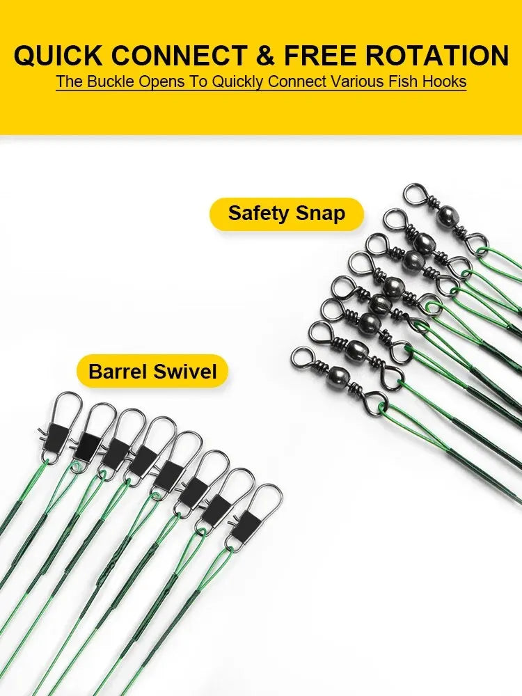 20PCS Sliver Anti Bite Steel Fishing Line Steel Wire Leader With Swivel Fishing Accessory Lead Core Leash Fishing Wire 15CM-30CM
