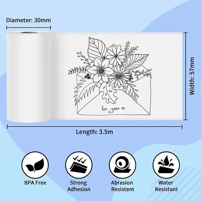 Thermal Paper MINI Printing Self-adhesive Label Sticker For Mini Printers Pose Machine Kid Camera Stickers 57mm Width Rolls - ALPENZO