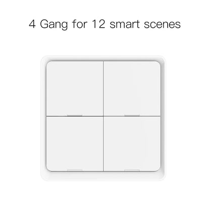 MOES 4 Gang Tuya ZigBee Wireless 12 Scene Switch Push Button Controller Battery Powered Automation Scenario for Tuya Devices - ALPENZO