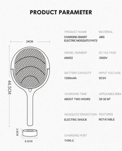 5 In 1 Fast Charging Racket Kill Fly Bug Safety Insulated Battery Powered Lamp ABS Adjustable Electric Mosquito Swatter - ALPENZO