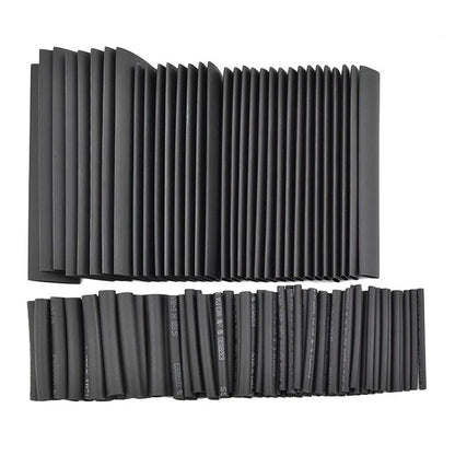 127pcs Black Heat Shrinkable Tube Cable Insulation Sleeve Waterproof Electronic Lated Polyolefin Sheathed Shrink Tubing - ALPENZO