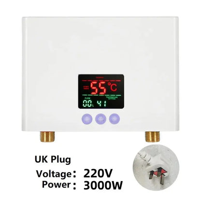 110V/220V Instant Water Heater 3000W/5500W Wall-Mounted Electric Heaters for Bathroom Hot Water Shower and Home Kitchen Heating - ALPENZO
